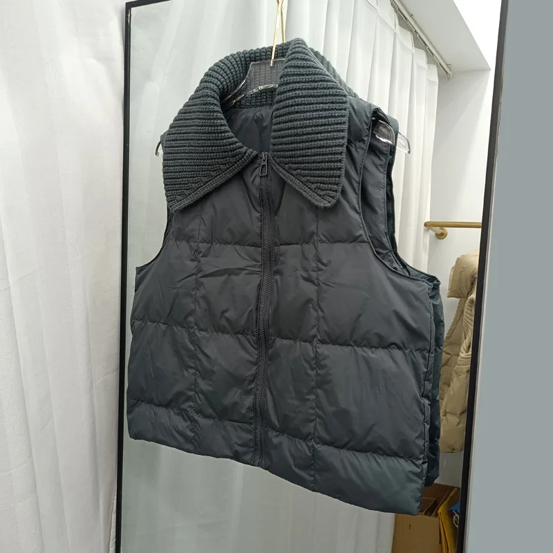 

Пальто с воротником из шерсти на осень/зиму 2026, повседневный стильный свободный жилет в корейском стиле с наполнителем из белого утиного пуха для женщин