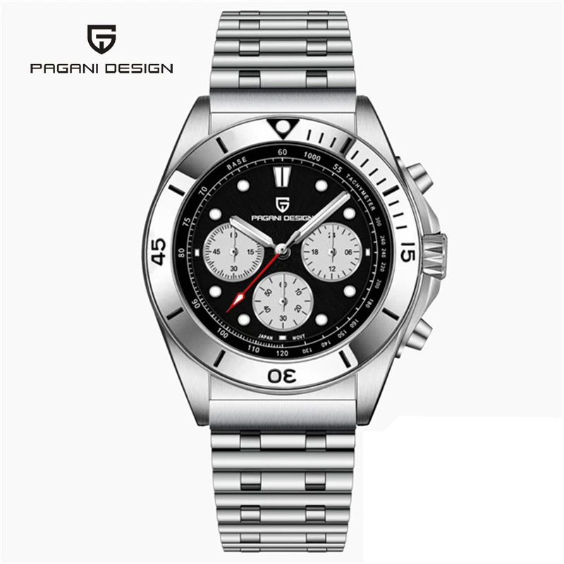 PAGANI DESIGN 2023 New Quartz Watch For Men Sports Chronograph Top Luxury Mens Watches Waterproof VK63 Sapphire Stainless Steel