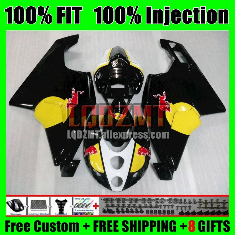 Injection Body For DUCATI 749 999 S R 749S 999S 05 Bodywork 125No.64 Yellow red 749-999 05 06 749R 999R 2005 2006 OEM Fairing