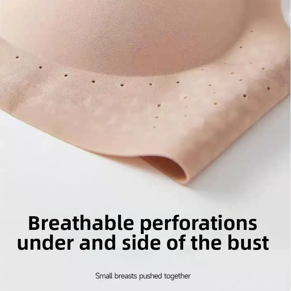 Comfortable Deep V Invisible Push Up Bra Shockproof Support Backless Halter Bra Wireless Breathable Seamless Multiway Bra Girls