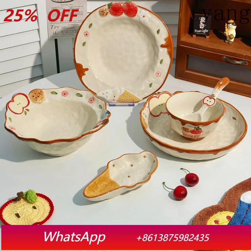 

LTT ceramic bowl tableware household dessert bowl cute apple plate