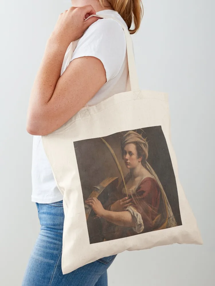 Self-Portrait as Saint Catherine of Alexandria by Artemisia Gentileschi Tote Bag Portable shopping bag custom fabric bag