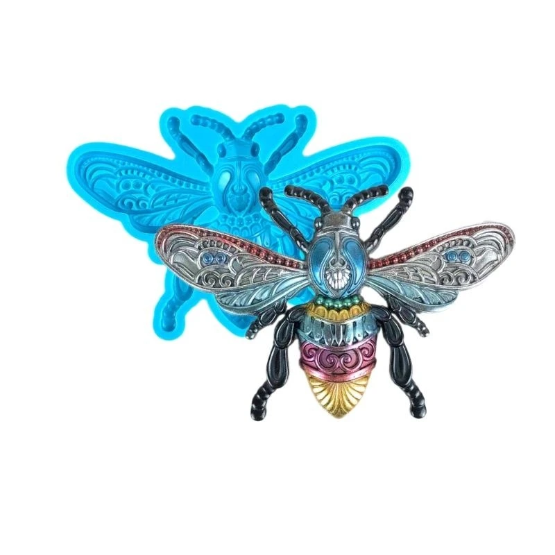 652F DIY Glossy Semi-stereoscopic Large Bees Keychain Mold Resin Epoxy Jewelry