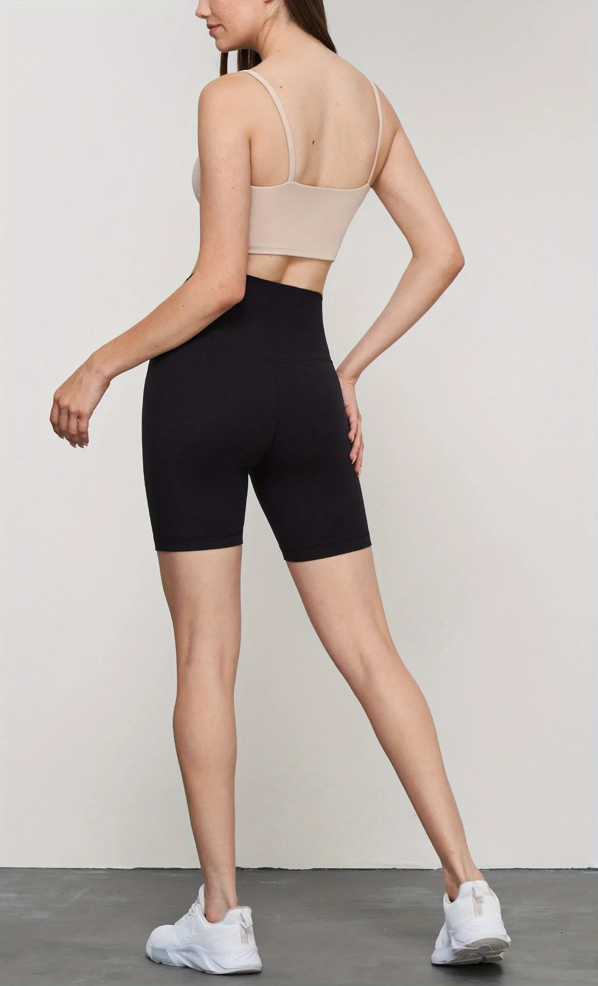 여성 배꼽 컨트롤 스포츠 짧은 높은 허리 부드러운 벌거 벗은 느낌 요가 반바지 요가 슬림 반바지 여성 사이클링 요가 레깅스를 밀어