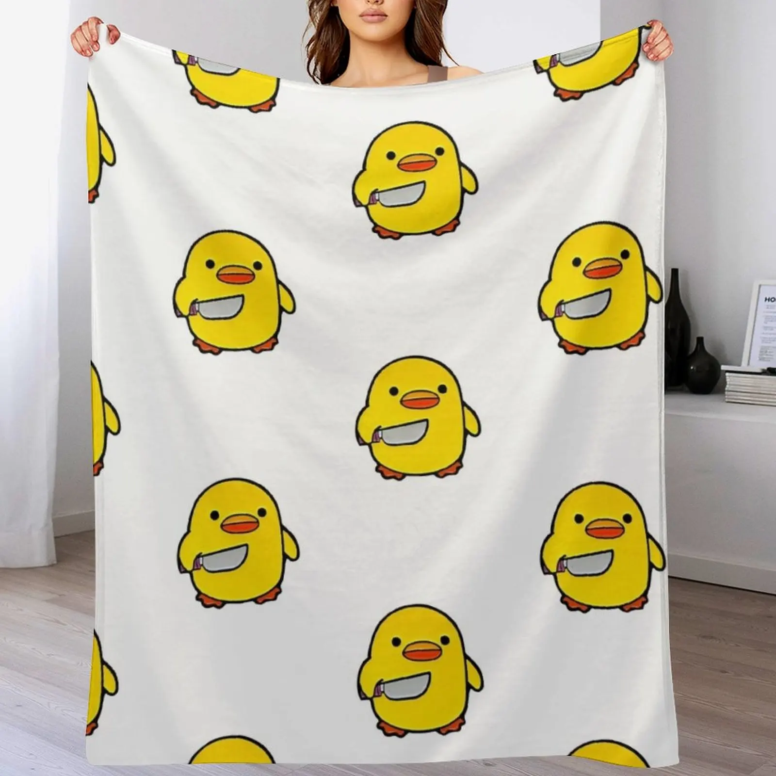 Pato con cuchillo, pato lindo enojado, dibujo lindo pato, lindo pollo con cuchillo, pato con meme de cuchillo, manta de patito