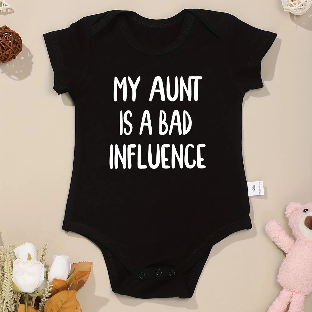 Infant Boy Onesie Fine Gift Beautiful Trendy Simple Creative Text Cute Baby Bodysuit Summer Black Cotton Newborn Girl Clothes