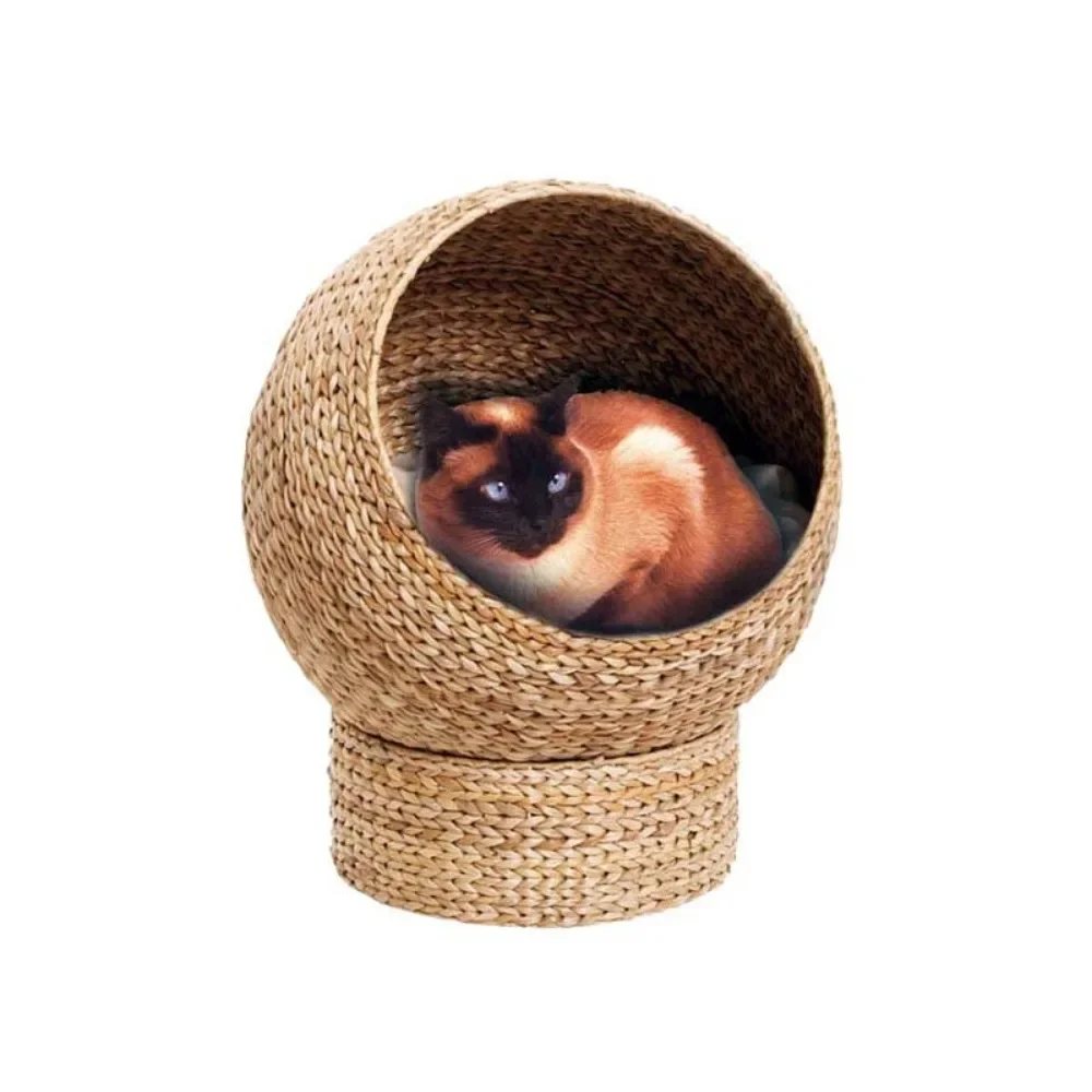 Banana leaf handmade woven cat's nest villa semi enclosed all-season breathable rattan woven cat's nest