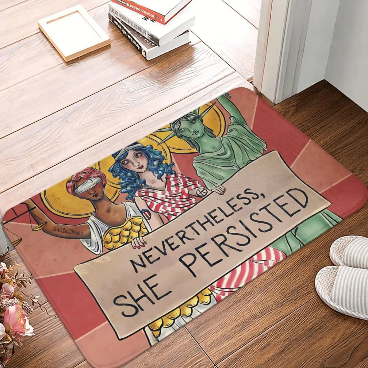 Nevertheless She Persisted Girl Meme Y2K Bath Mat Rug Home Doormat Kitchen Carpet Outdoor