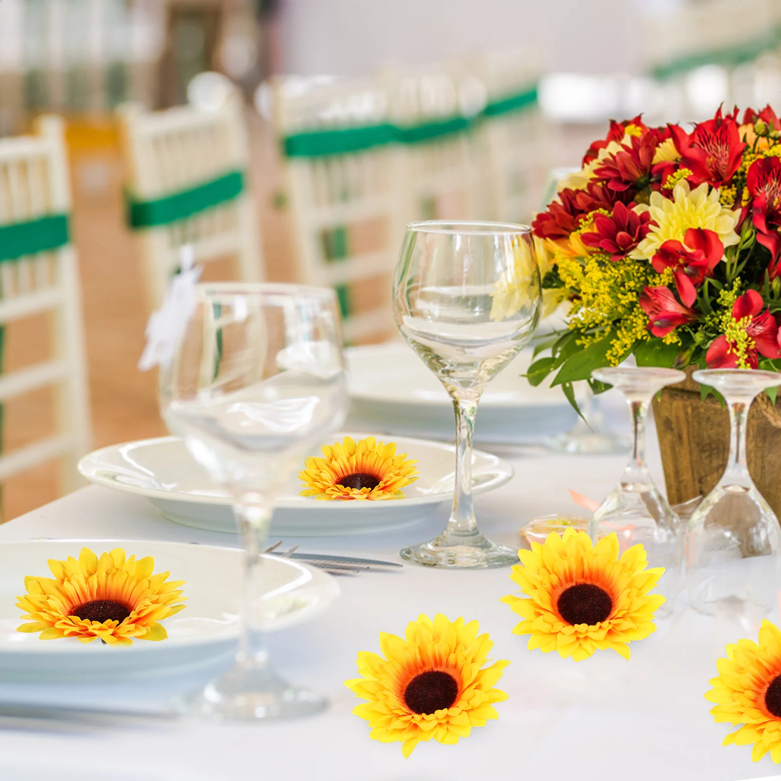 

20Pcs Artificial Sunflower Heads for Wedding Christmas Decoration Lifelike Design Easy Maintain Sunflower Flowers