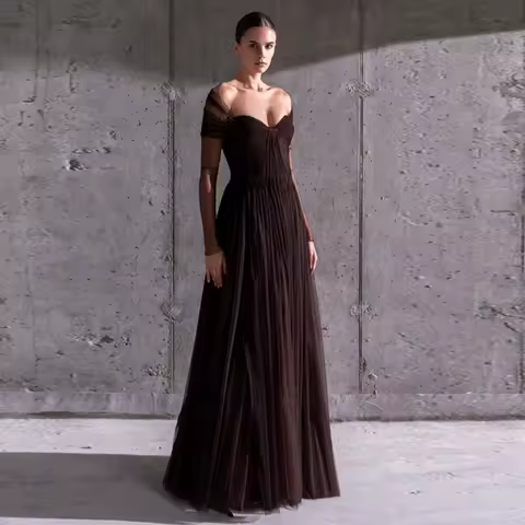 Temperament Sweetheart Long Sleeves Customized Evening Dress Classic A-Line Party Dress High Quality Tulle Homecoming Gowns