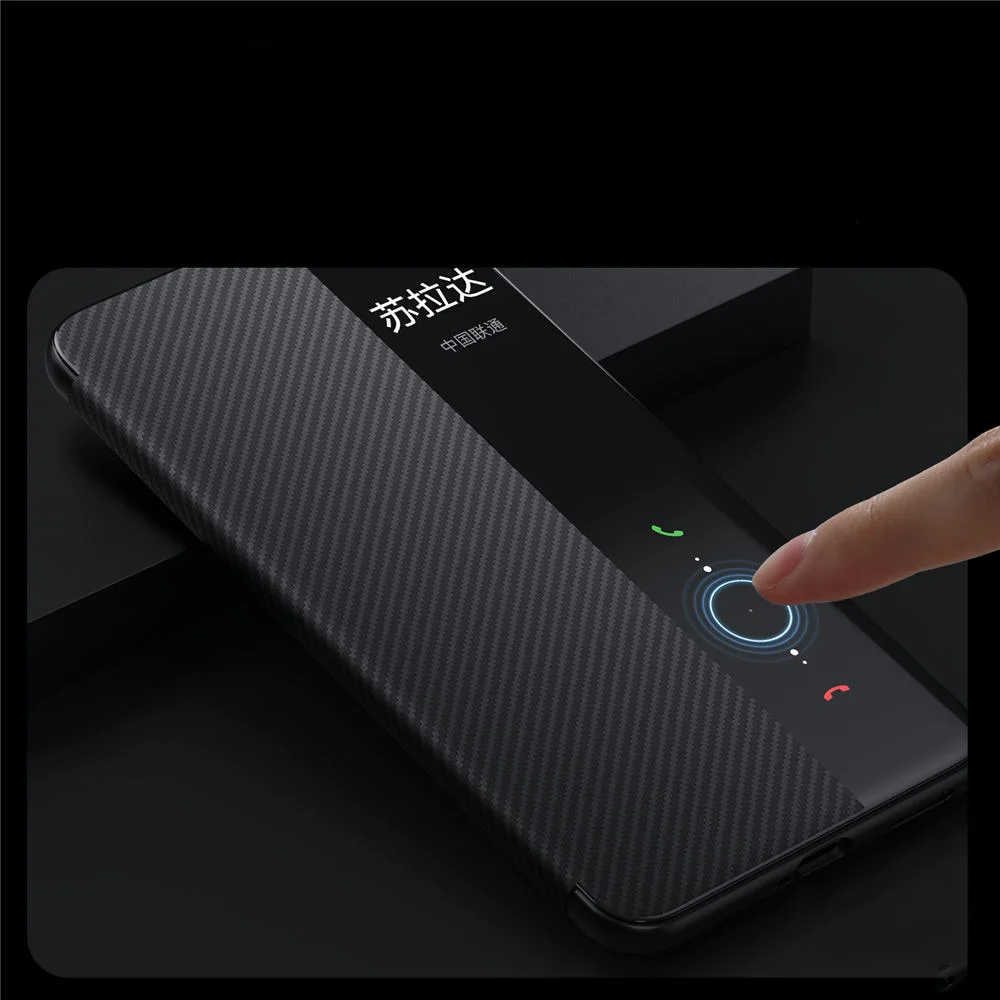 Кожаный чехол с магнитным узором из углеродного волокна для Huawei Mate70 RS, чехол с видом на окно