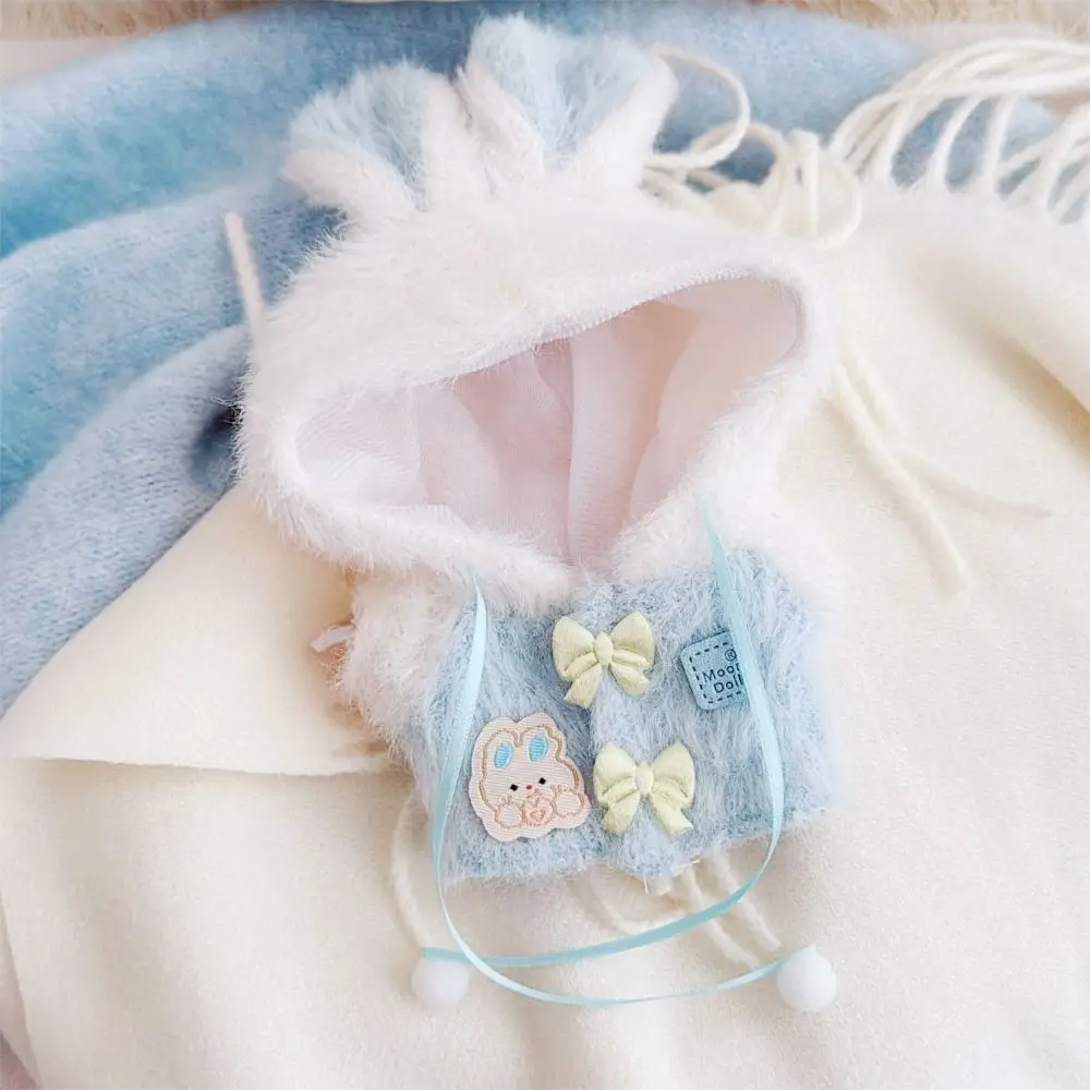 Creative Cartoon Rabbit Ear Doll Clothes Pink Blue 10cm Doll Overcoat Changing Dress Game Doll Dress For Cotton Doll