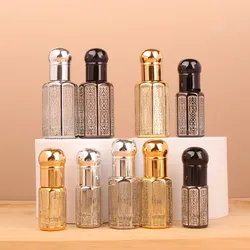 3ml 6ml 12ml Electroplated Carved Colored Glass Roll on Bottle Sample Test Essential Oil Vials with Roller Refillable Bottles