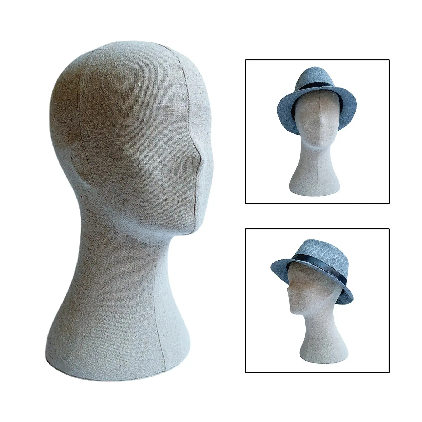 Linen Mannequin Head Displaying Stand Rack Convenient for Headphone Headband Display with Base Stand Stylish Appearance