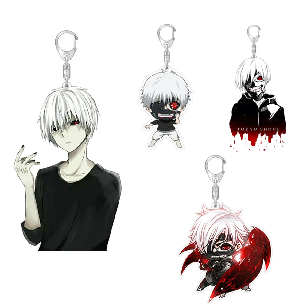 Simples nova tendência da moda anime chaveiro tokyo ghoul chaveiro kaneki ken chaveiro pingente acrílico anime dos desenhos animados chaveiro pingente