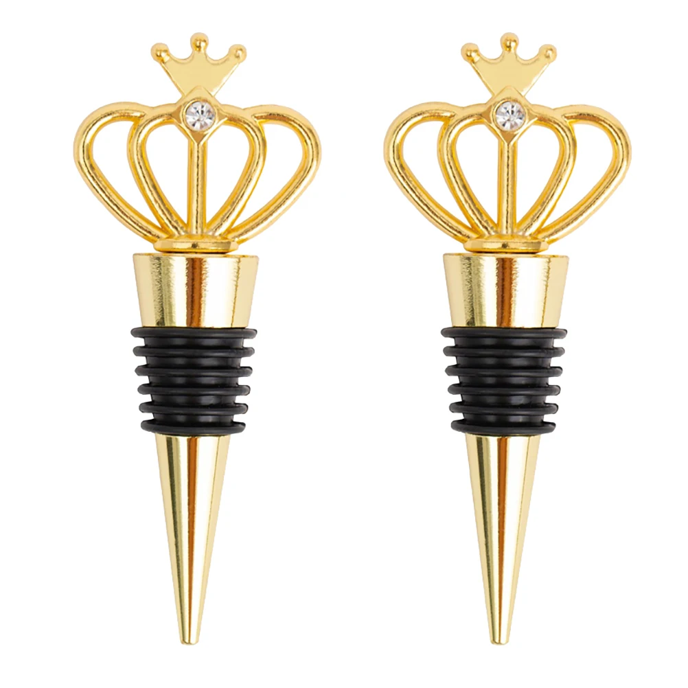 

2 Pcs Crown Stopper Golden Stoppers Bottle Corks Dining Table Sealing Plug Alloy Decoration