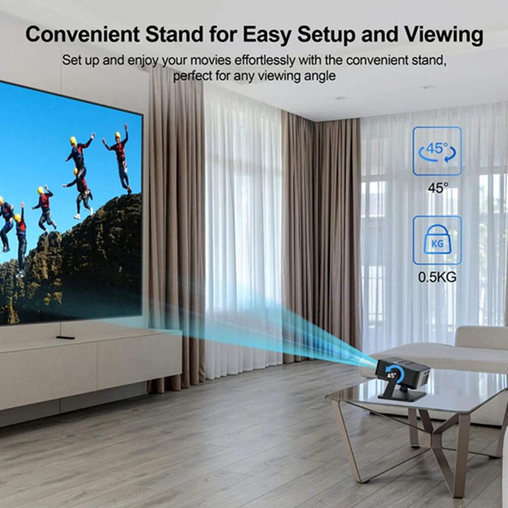 Beam Projector 4k Video Portable Android Bluetooth5.0 Speaker Wifi6 Smart Home Theater Tv Smartphone Native 720P EU PLUG