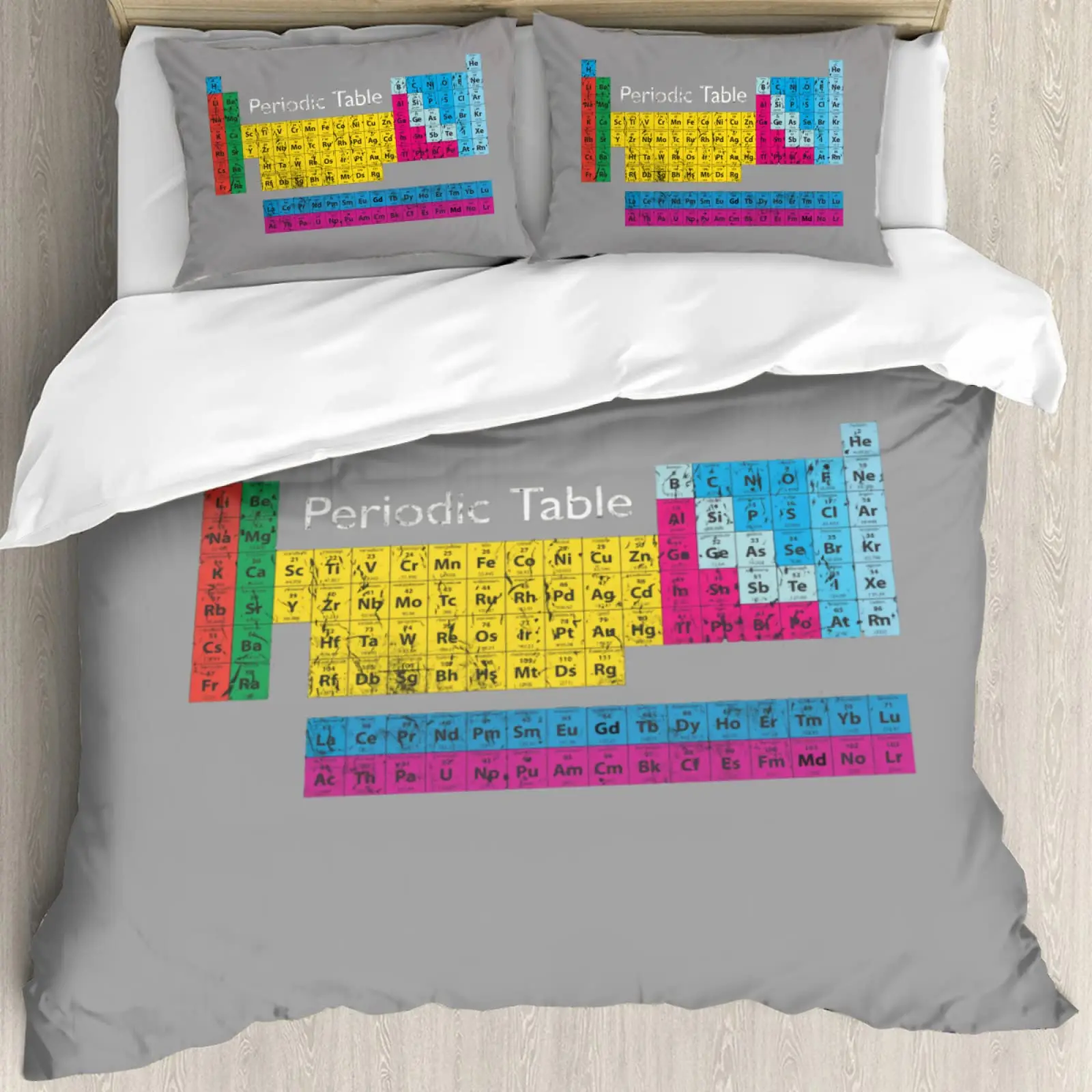 Periodic Table King Queen Duvet Cover Educational Science Chemistry Bedding Set for Students Teachers Element Table Quilt Cover