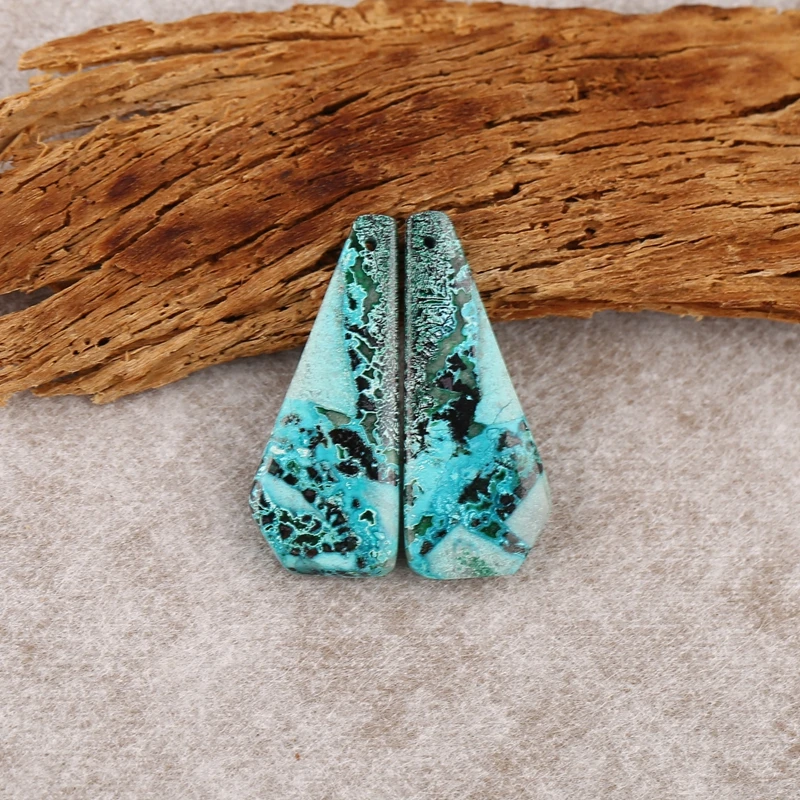 

B&F Chrysocolla Nugget Earring Beads Handmade Natural Stones Polished Jewelry Making Supplies 38x15x5mm 9.8g