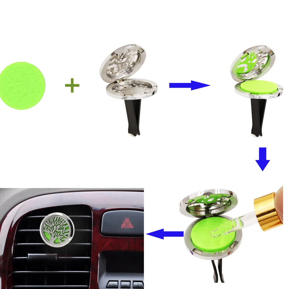 

Car Essential Oil Diffuser Vent Clip Stainless Steel Aromatherapy Clip Creative Tree Pattern Random Color Car Perfume Locket