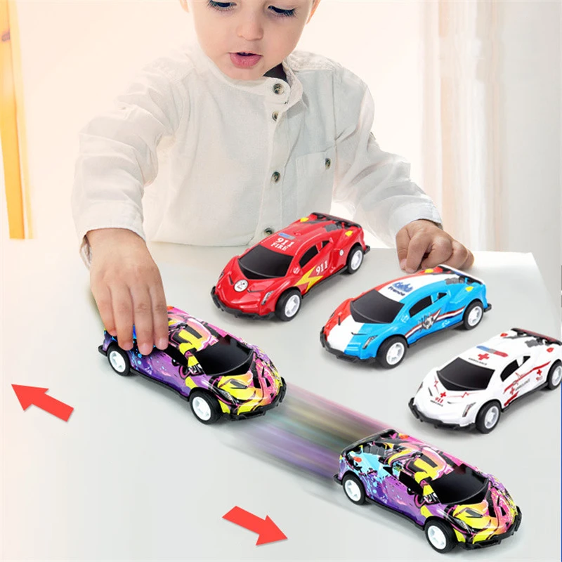 6Pcs Alloy Racing Car Model Toy Mini Iron Sheet Car Rebound Vehicle Sports Car Home Ornament Children Educational Toys Boy Gift