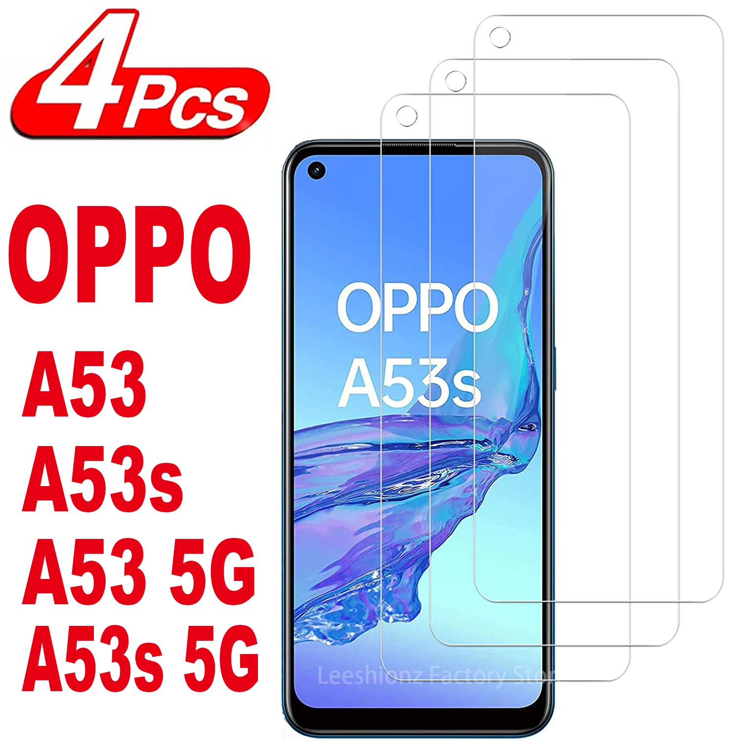 9H Screen Protector Glass For OPPO A53 A53s 5G A54S A55 A58 A57S 2/4Pcs HD Tempered Glass Film