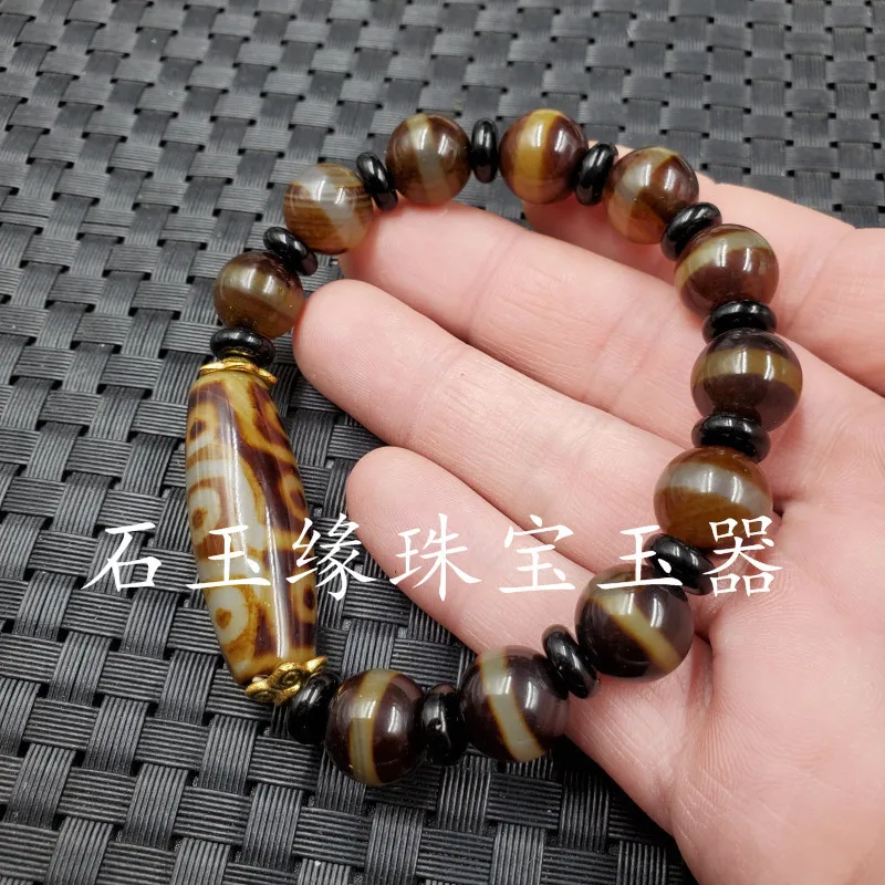 Wholesale jade bracelet wrapped in silk agate beads bracelet with nine eye beads Passepartout bracelet jade bracelet.