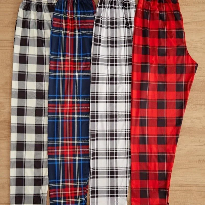 Miękki, dzianinowy komplet damski z poliestru w kratę, 4-częściowy, wygodny, profesjonalny damski garnitur spodniowy, kolekcja zimowa.