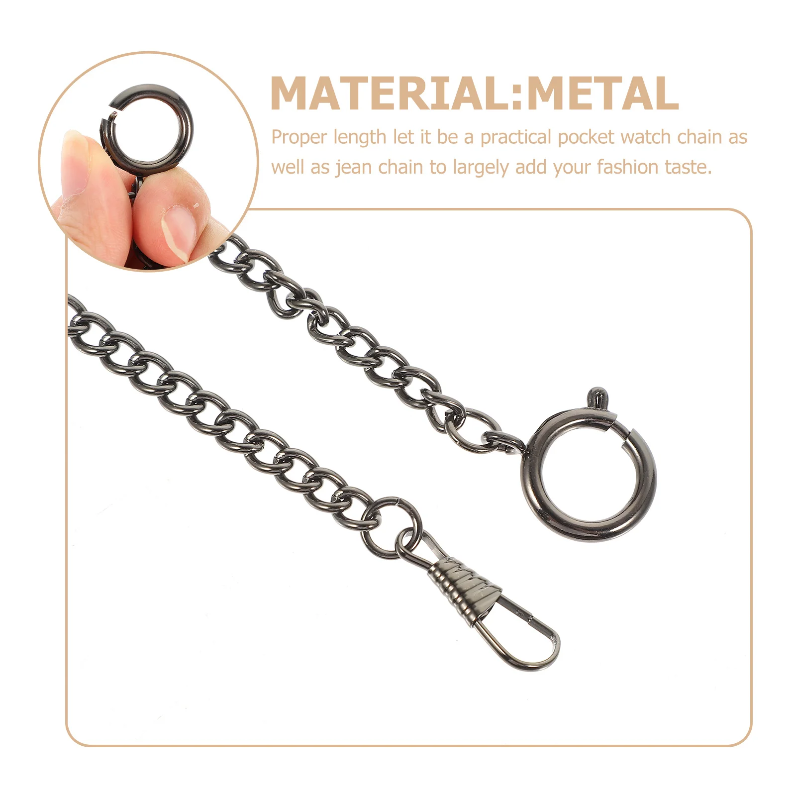

2Pcs Pocket Watch Chain Vintage Metal Durable Hanging Chain for Jeans Vest Clothing Decor Wallet Chains Men Accessories