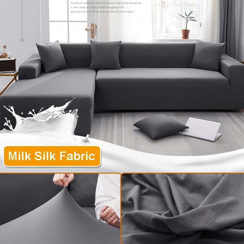 Solid Sofa Cover for Living Room Elastic 1/2/3/4 Seater Sofa Cover Protector L Shaped Corner Sofa Cover Chaise Longue