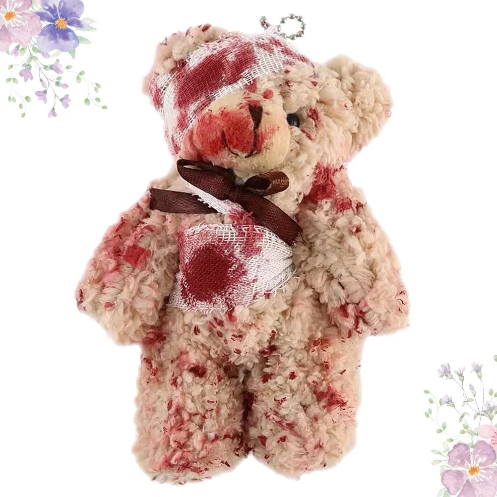 

1pc Bloody Bear Shaped Keychain Cute Key Holder Durable Lightweight Decorative Bag Pendant Car Key Ring Halloween Gift (Coffee)