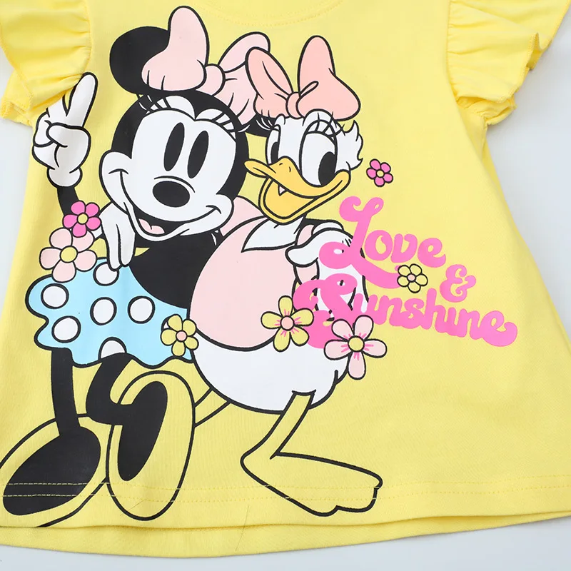 Baby Girls' Minnie Mouse e Daisy Clothes Set, Vestido dos desenhos animados, T-shirt de mangas curtas, saia jeans, roupas infantis, verão, novo, 2 peças