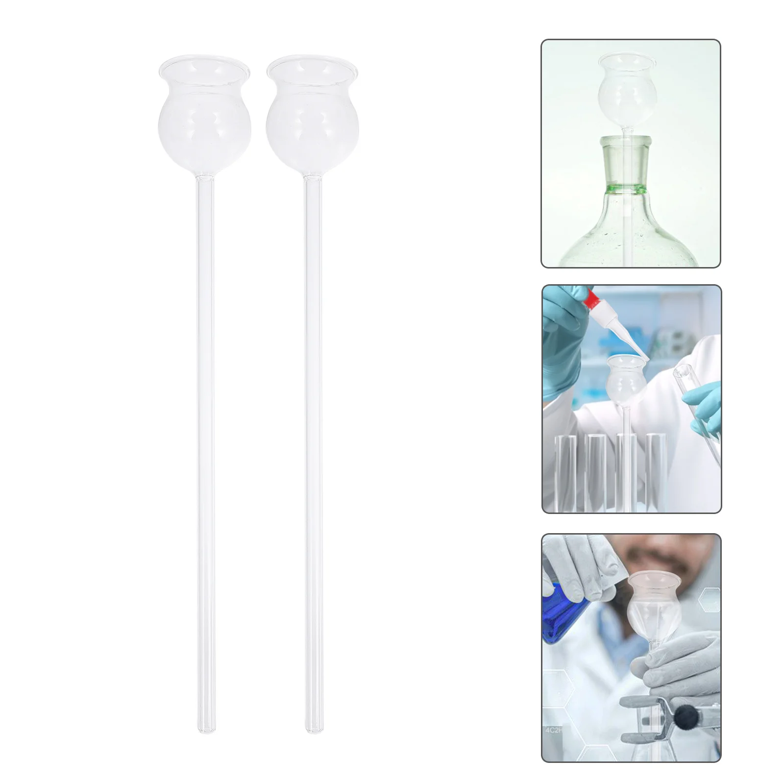 

2Pcs Long Neck Glass Funnel Transparent High Resistance Filling Funnel for Laboratory School Scientific Experiment Equipment