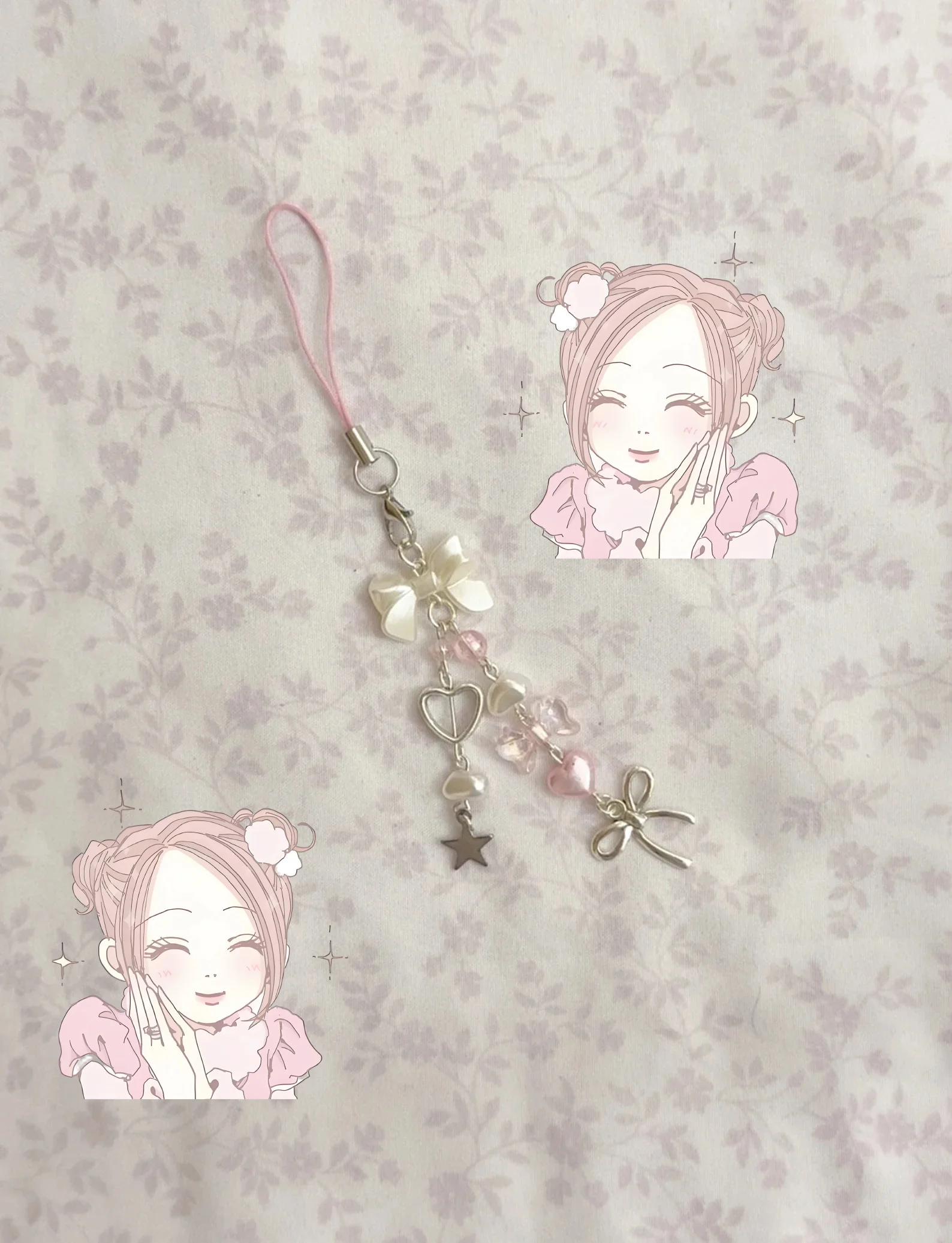 الهدايا الإبداعية المصنوعة يدويا، Y2K، سحر الهاتف القوس كوكيت الوردي، KPOP