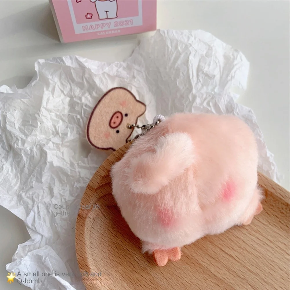 Ins Cute Plush Cartoon Little Pig Pendant Pig Head Pig Ass Doll Piggy Pin Student Bag Pendant Keychain