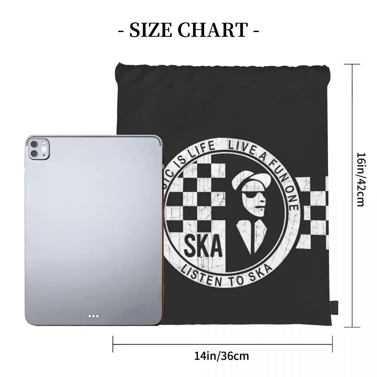 SKA Is Life Portátil Tee Mochilas, Sacos De Cordão, Pacote De Bolso, Saco De Armazenamento, Saco De Livro, Moda Escolar, Homem, Mulher