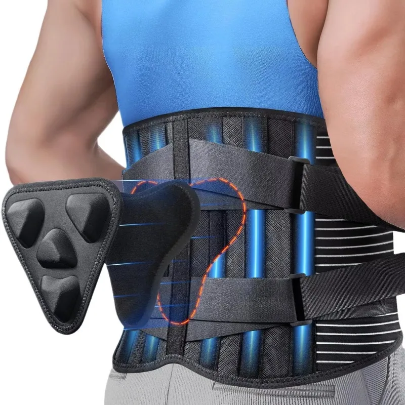 Unisex Back Bracket with 6 Supports Work Safe Breathable Waist Strap Non-Slip Waist Support Waist Back Bracket