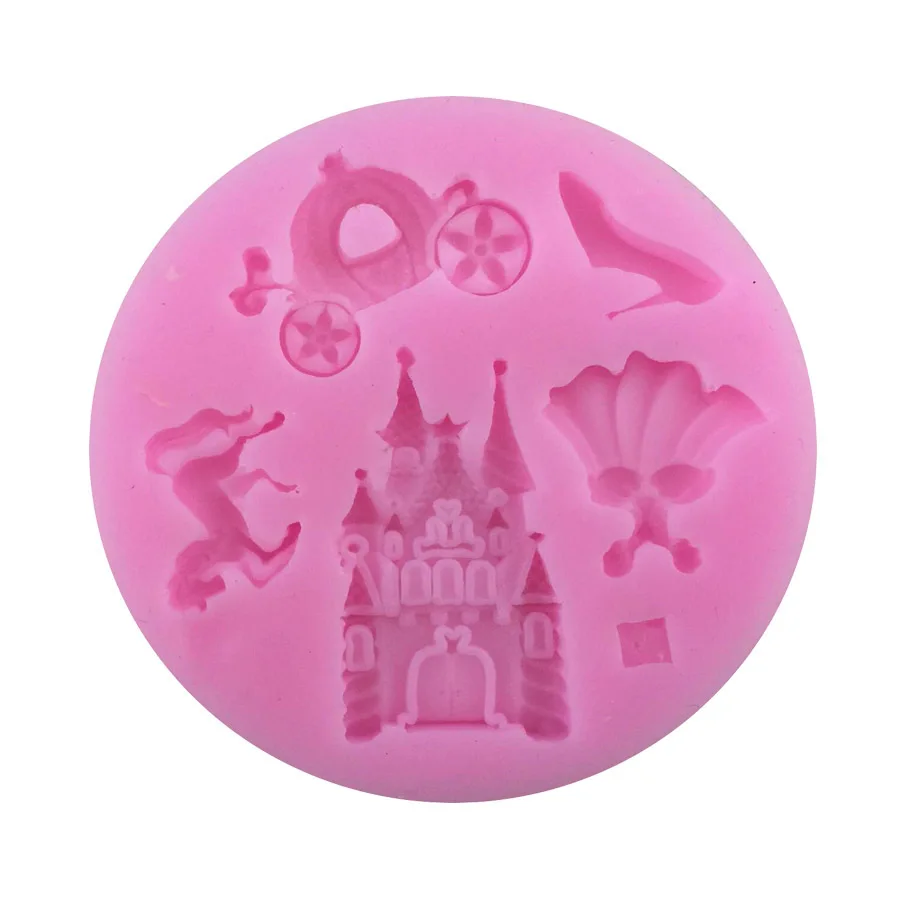 Pumpkin Car Cinderella Fairy Tale Castle Liquid Silicone Fondant Cake Mold M112