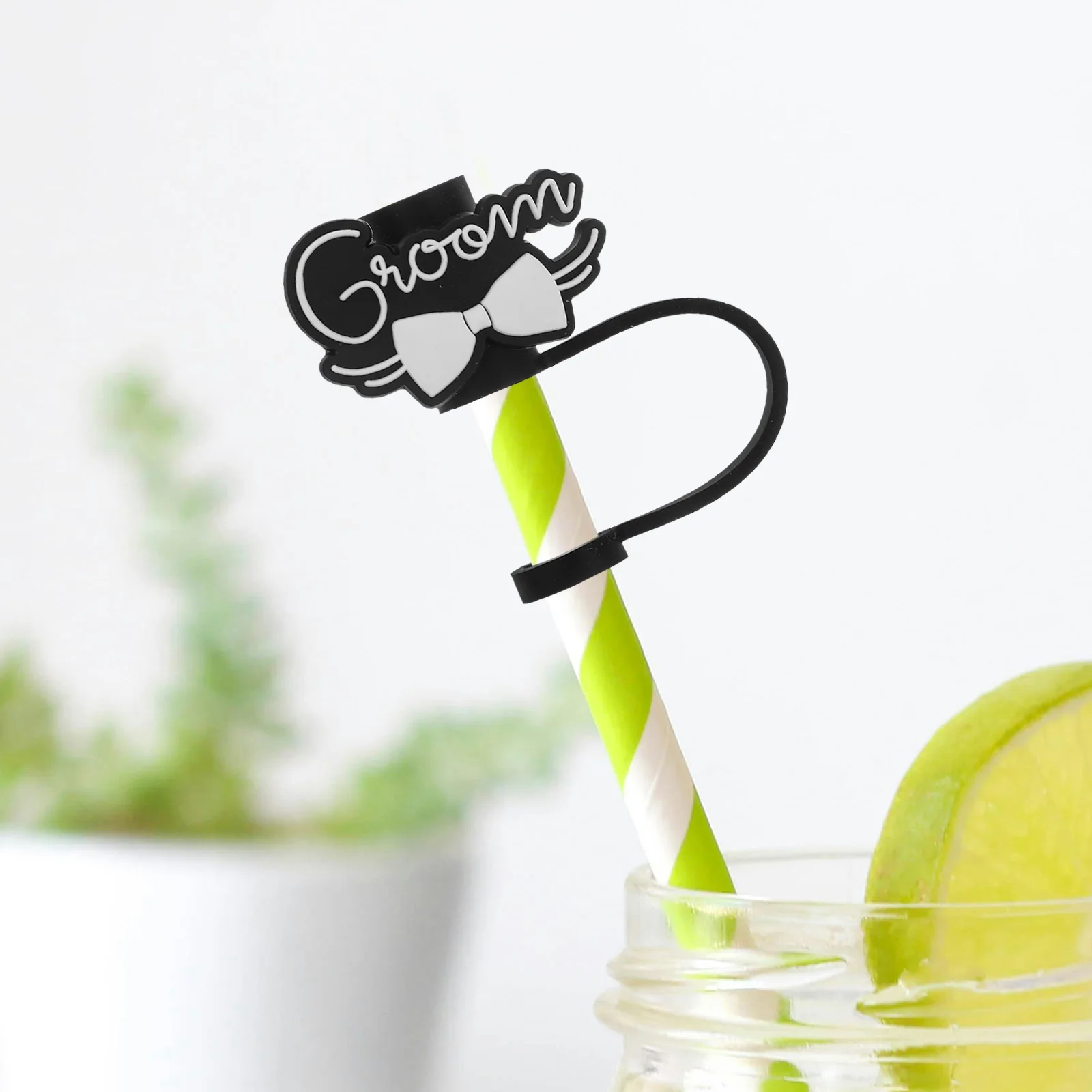 

10pcs Cute Silicone Covers Wedding Series Reusable Drinking Straw Caps Straw Toppers Bulk Liquid Travel Protectors Adorable