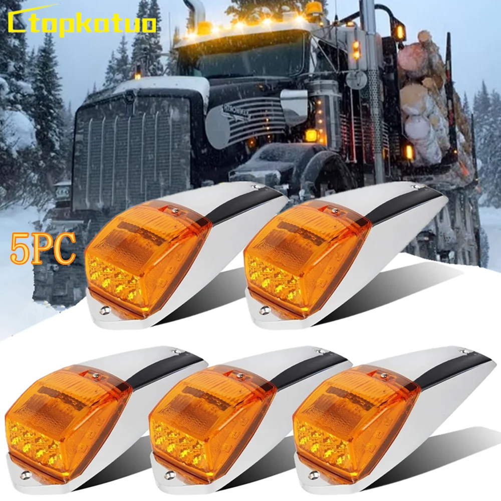 

5PCS Truck Semi-Trailer Cab Marker Roof Top Clearance Light 17LED Car Cab Front Running Lights Signal Roof Head Lamp for Truck