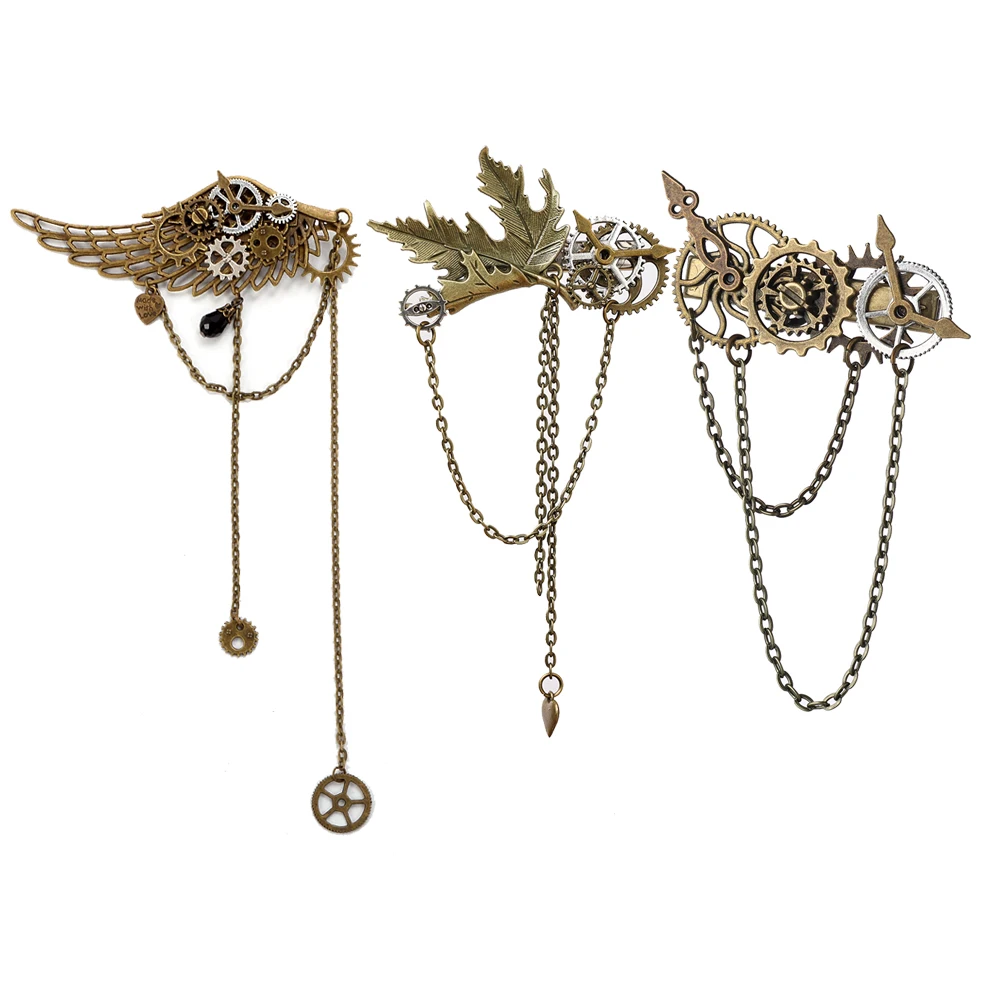 Gothic Steampunk Hair Clips Women Girl Punk Gear Hair pin Barrette Costumes Hair Accessory