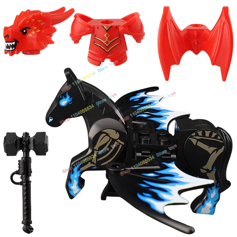 QQ04-666 série animale cheval volant Dragon chevalier cheval de guerre supports assemblage blocs de construction figurines d'action accessoires jouets