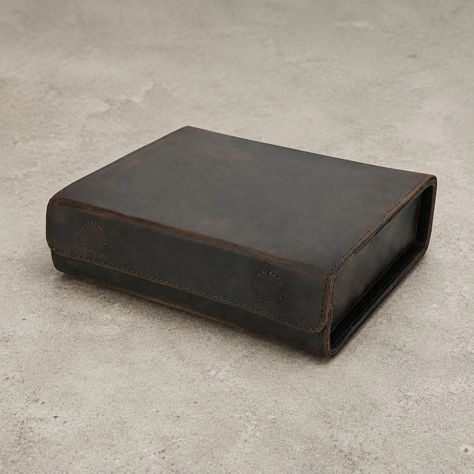 

Glasses Case Stitched Edges Leather Eyeglass Case Eyewear Storage Compact Accessory Box Portable