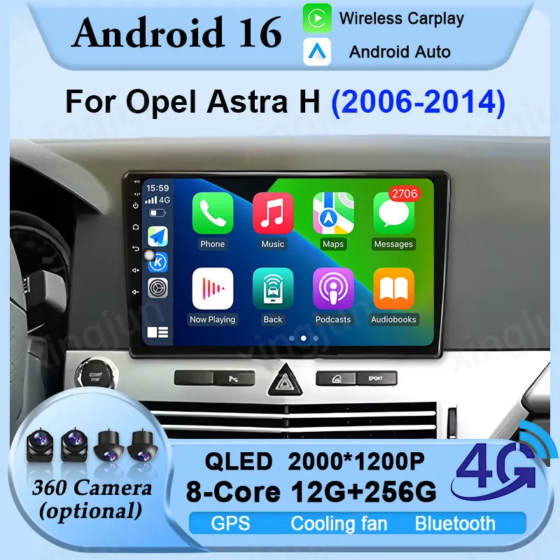

9 Inch Navigation Bluetooth Carplay GPS 8 cores Android 16 For Opel Astra H 2006 - 2014 Car Radio Player Multimedia Stereo Video