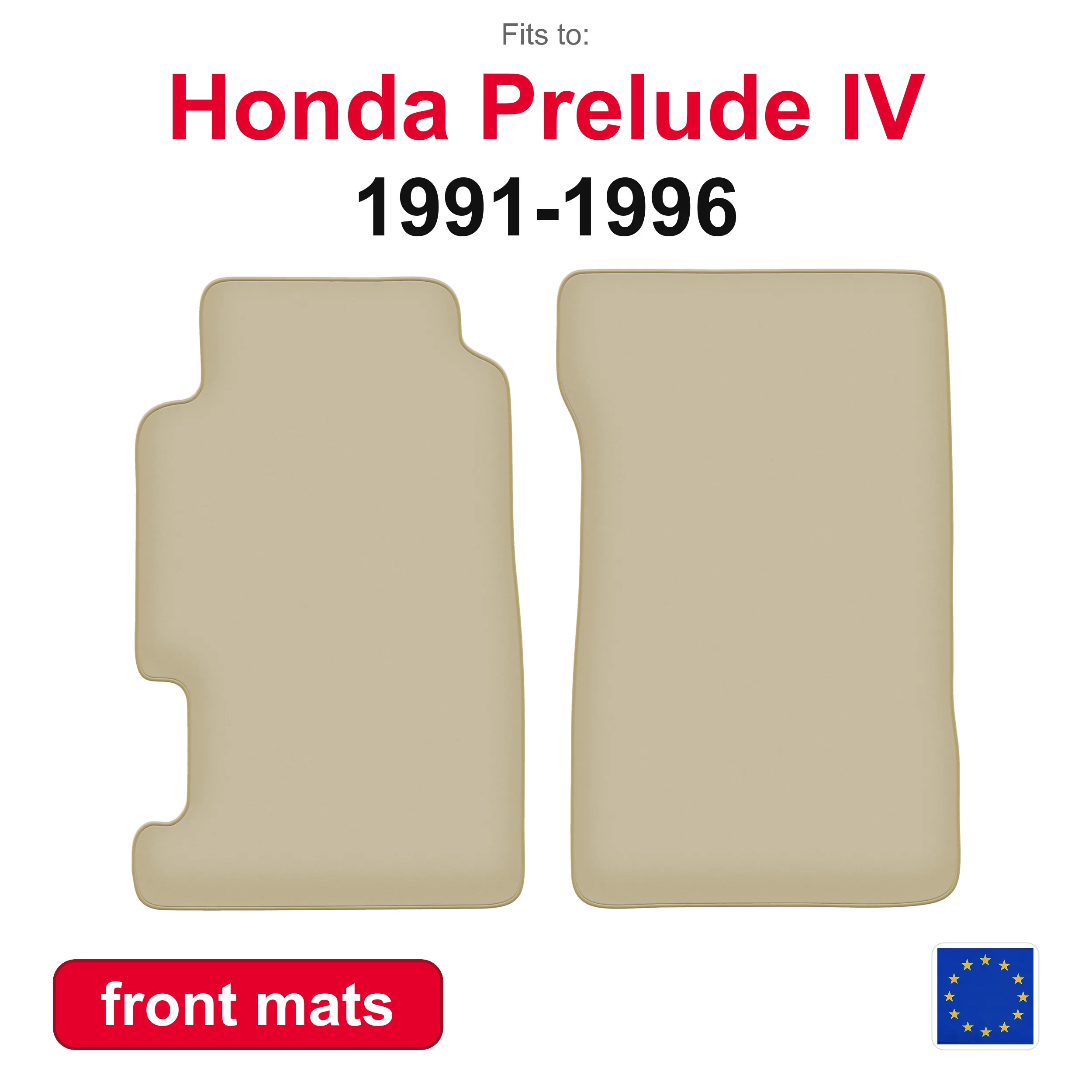 PREMIUM-Autofußmatten für den vorderen Boden für Honda Prelude IV Coupe (1991-1996) – beige, 2 Stück, Autoteppiche für den vorderen Boden