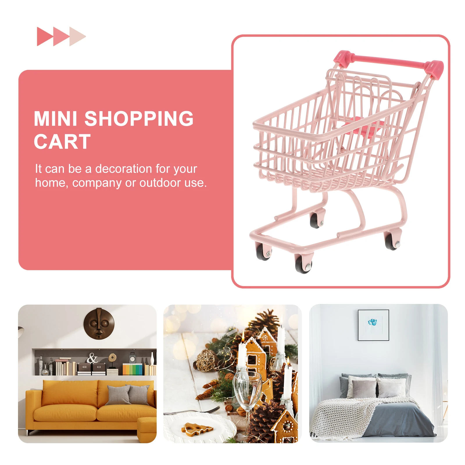 

Supermarket Snack Cart Shopping Decoration Miniature Trolley Toys for Desk
