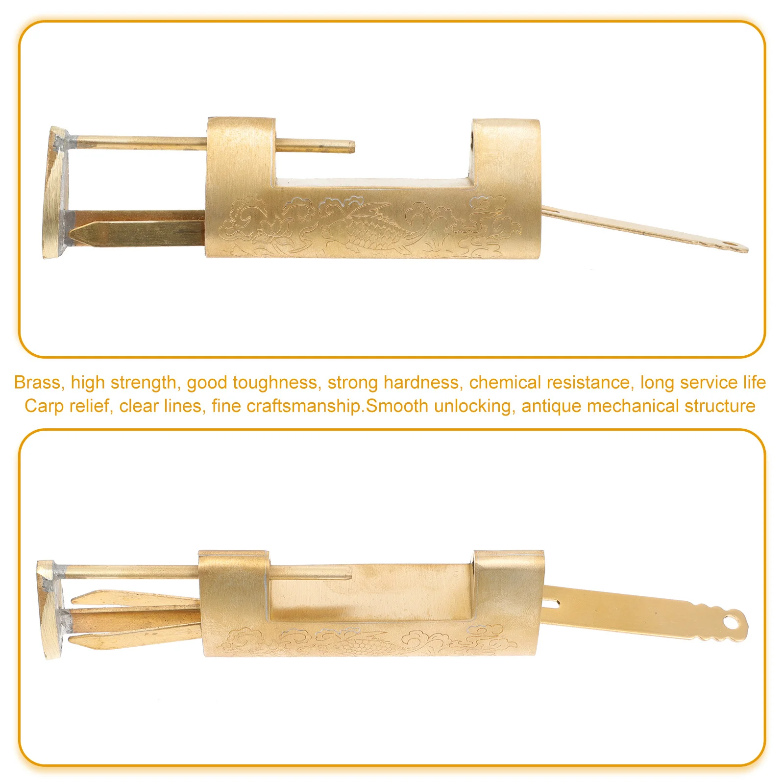 

Open The Padlock Horizontally Mini Box Chinese Style Small Retro Vintage Copper Latches