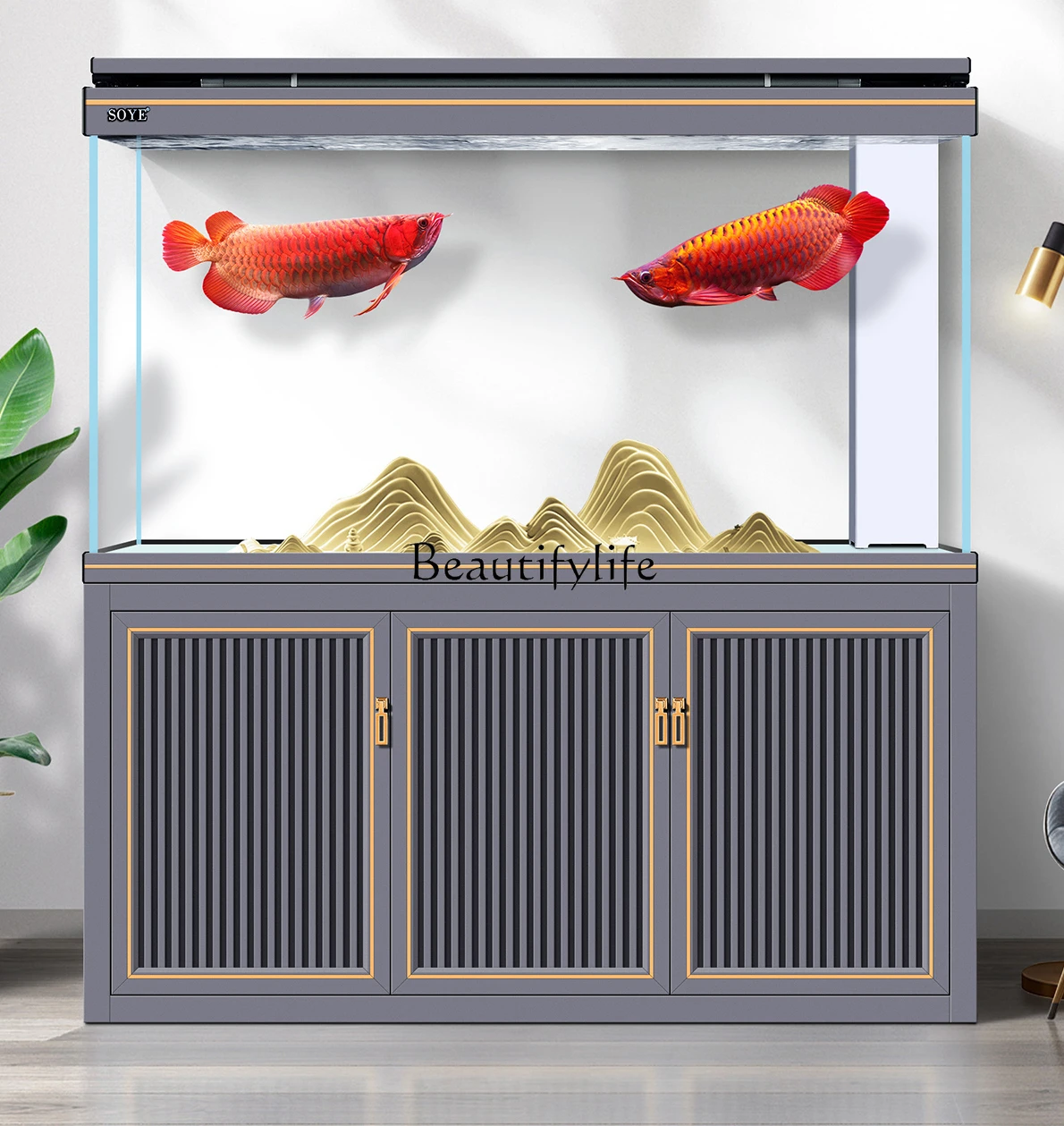 Fish Tank Large Light Luxury Hallway Floor Bottom Filter Ecological Intelligence Aquarium Hallway Screen