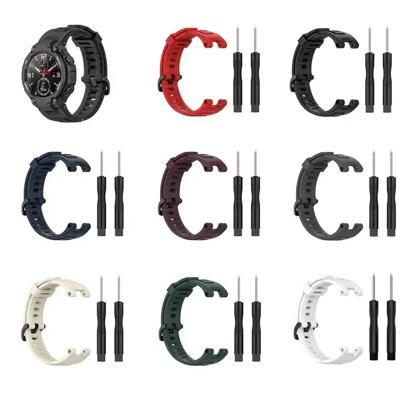Резиновый спортивный ремешок для Huami Amazfit T-Rex A1918, регулируемый браслет для Xiaomi Amazfit T-Rex Pro, ремешок для умных часов Correa
