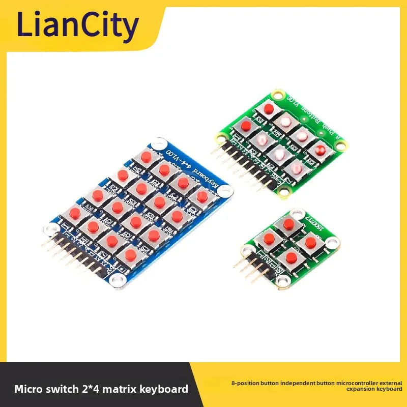 10pcs/Microswitch 2×4 keyboard with 8 switches  Microcontroller  External keyboard expansion module